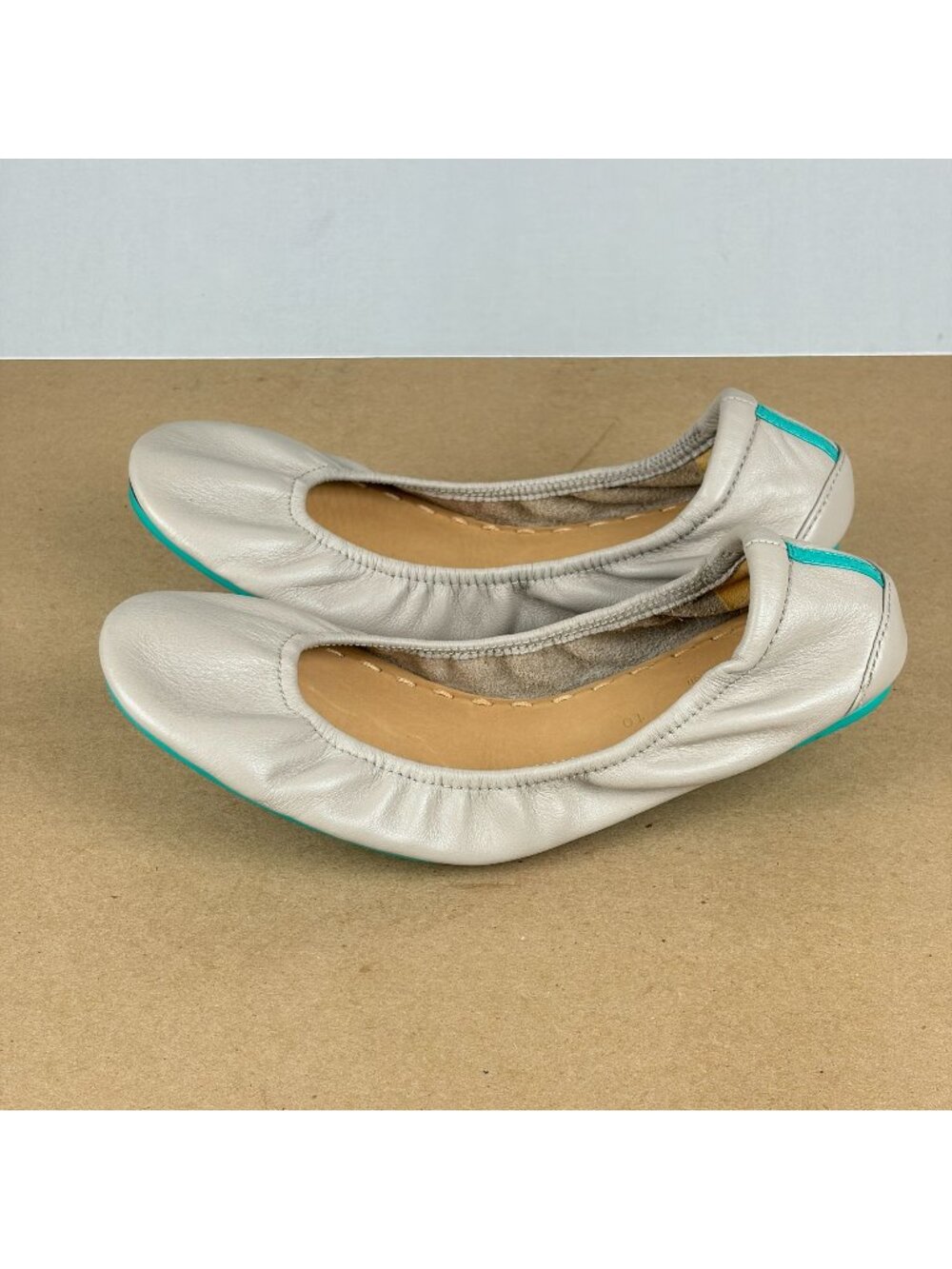 Tieks Taupe Leather Ballet Flats Womens 10 Casual Foldable Comfort Slip On